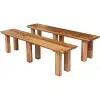 1.8m Dining Table BenchSet - Rustic Wood Stained 4-leg