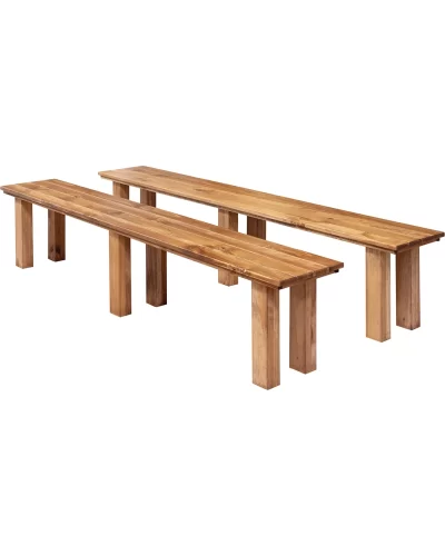 Wooden Dining Benches 2.4m Rustic Stained